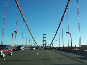 Driving over Golden Gate Bridge