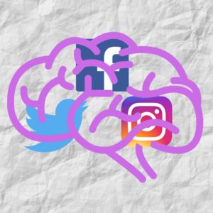 brain with social media logos